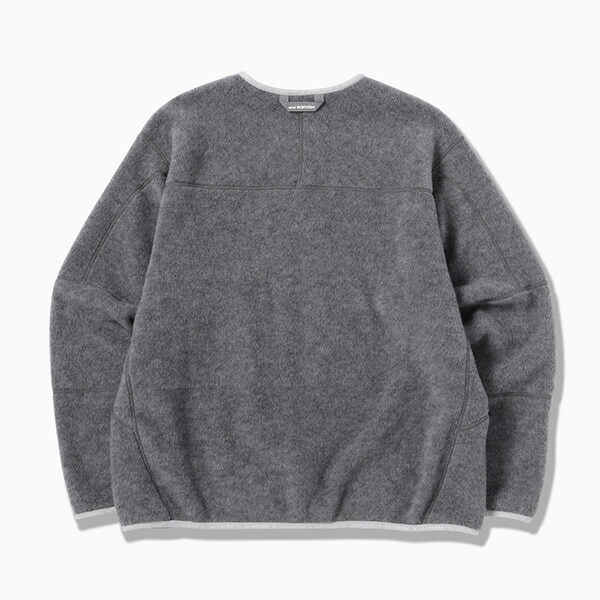 and wander wool fleece cardigan gray [アンドワンダー]