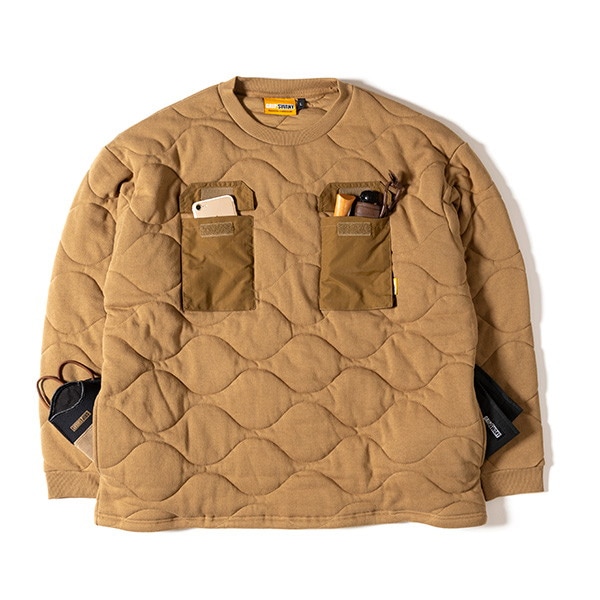 グリップスワニー　ギアポケット キルトクルー　コヨーテ Grip Swany Camp Pocket Quilt Crew Coyote BR [グリップスワニー]