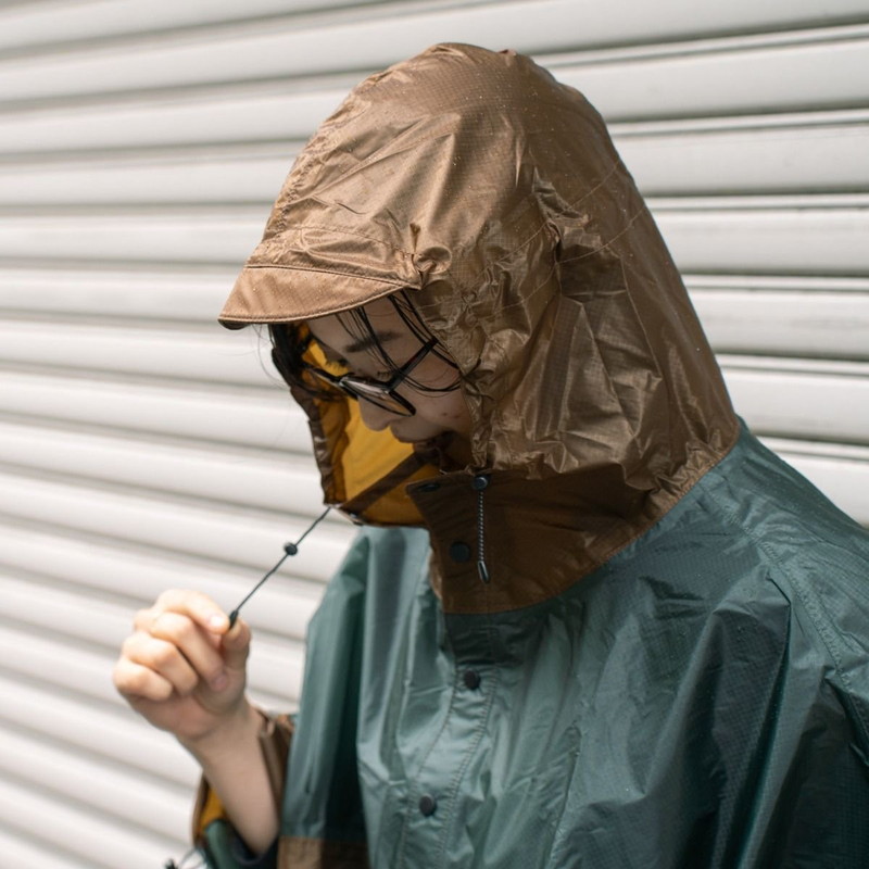 FAIRWEATHER packable rain poncho green/coyote Mサイズ [フェアウェザー]