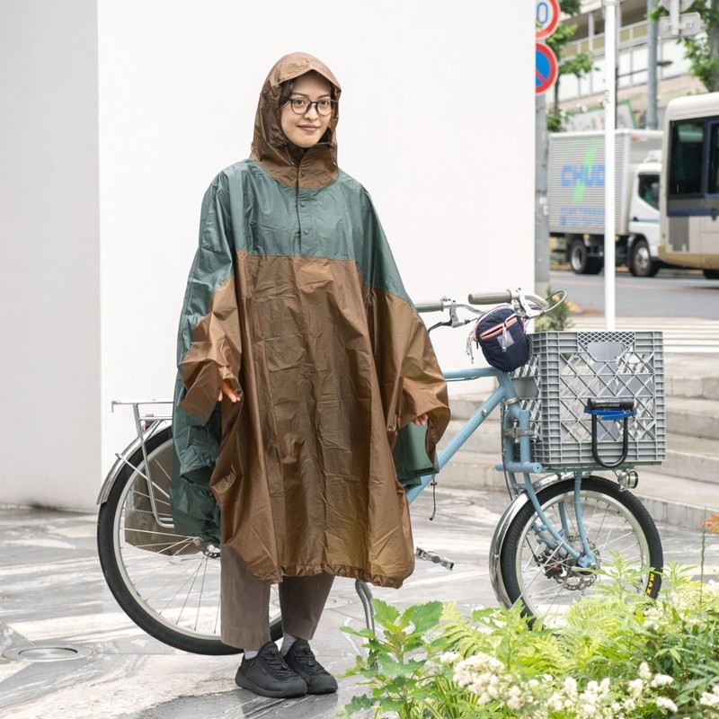 [当日出荷可] FAIRWEATHER packable rain poncho green/coyote Lサイズ [フェアウェザー]
