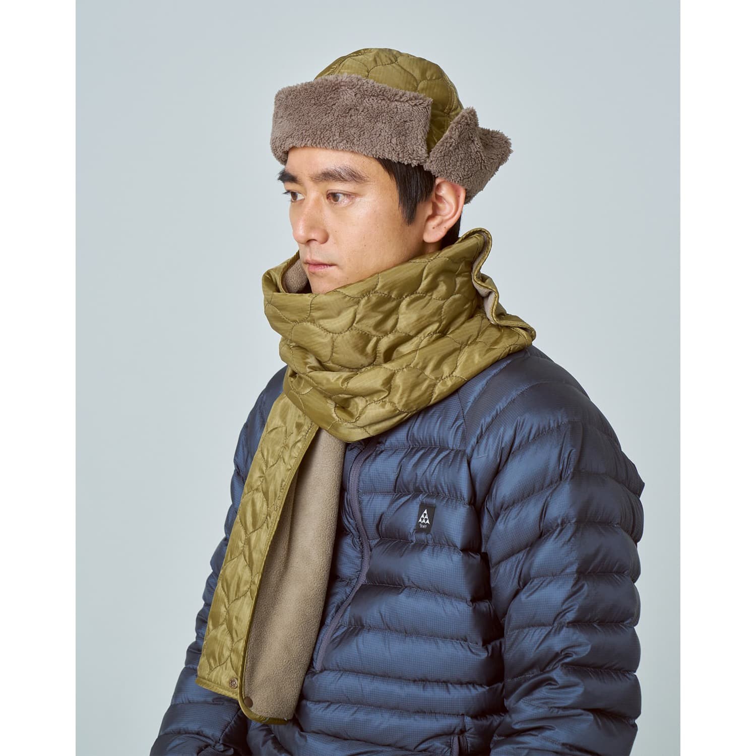 [当日出荷可] halo commodity Grid Dual Stole Khaki [ハロコモディティ]