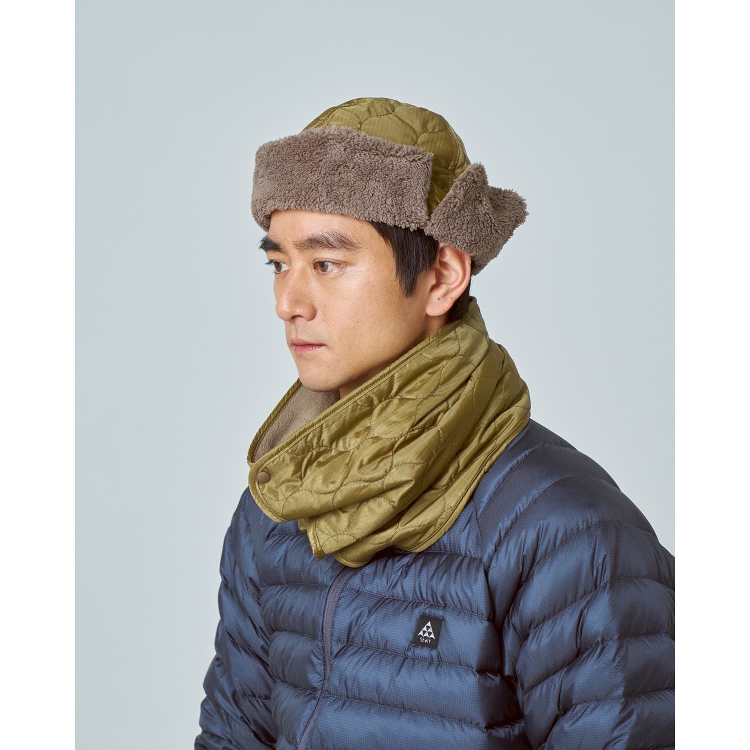 [当日出荷可] halo commodity Grid Dual Stole Khaki [ハロコモディティ]