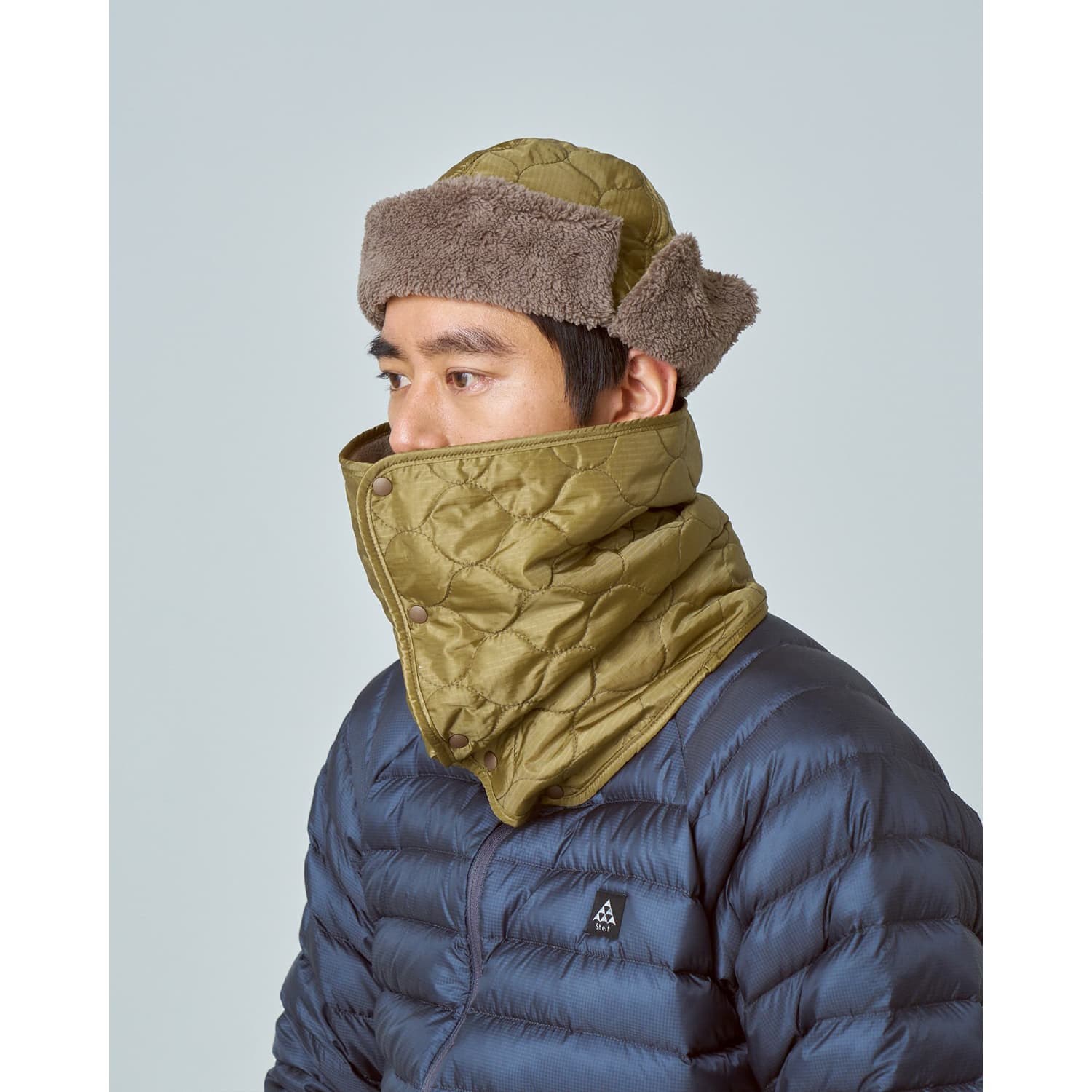[当日出荷可] halo commodity Grid Dual Stole Khaki [ハロコモディティ]