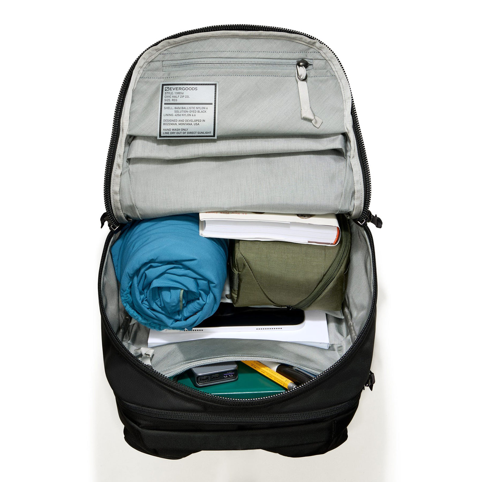 [最短当日出荷] EVERGOODS CHZ22 - Civic Half Zip 22L V3 Solution Black [エバーグッズ]