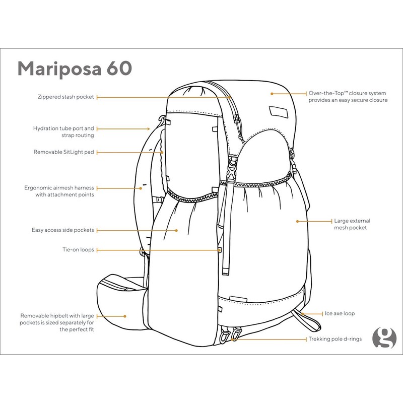 [最短当日出荷] Gossamer Gear Mariposa 60 R Grey Mediumサイズ [ゴッサマーギア]