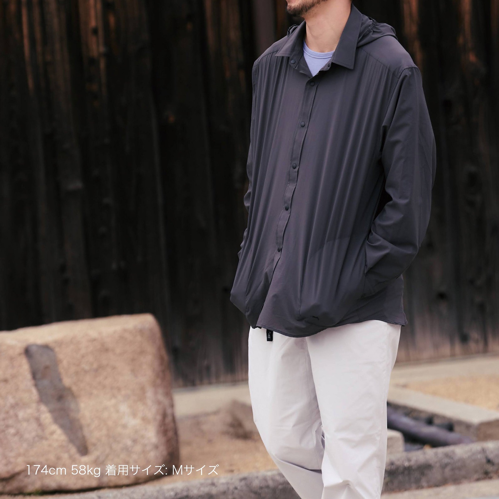 [当日出荷可] STATIC MERCED RIVER HOOD SHIRTS Off Black [スタティック]