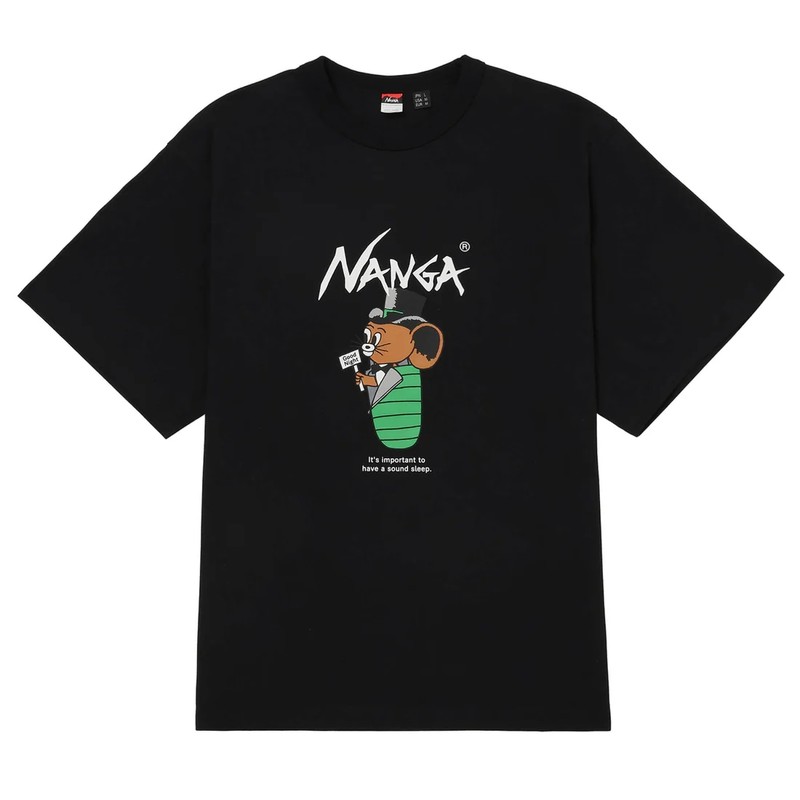 NANGA NANGA×Jerry Ukai ECO HYBRID Sleeping Jerry Marquez TEE BLK