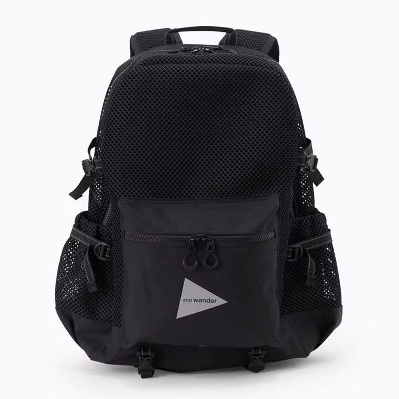 and wander 3D mesh backpack black [アンドワンダー]