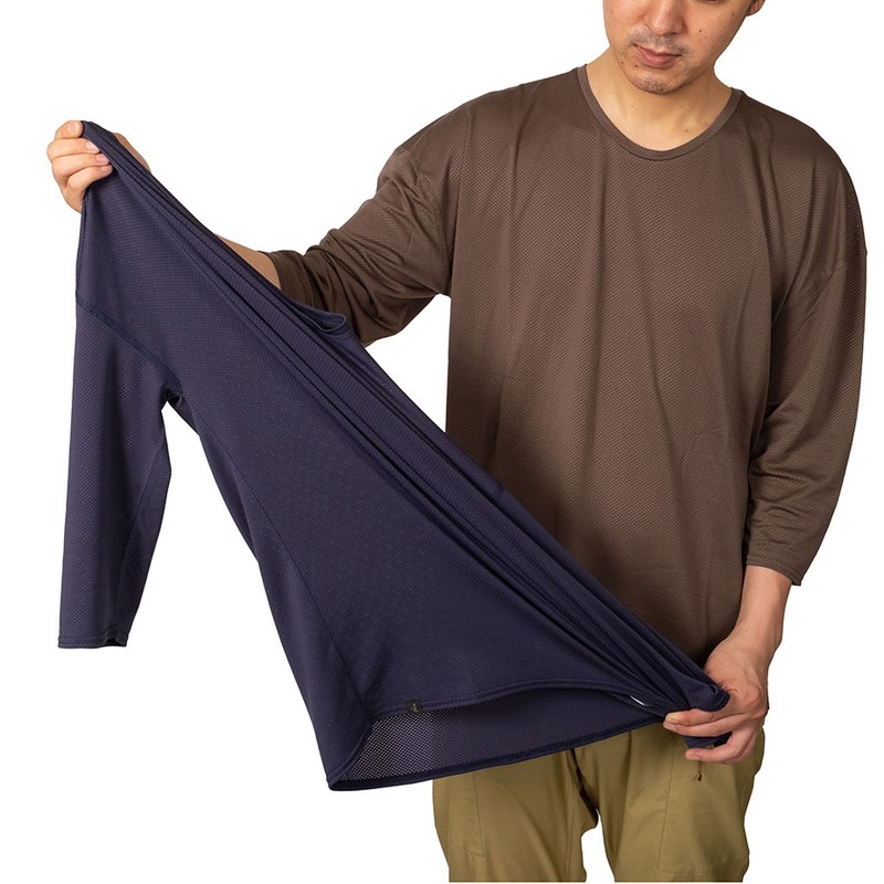 アクシーズクイン 凌 SHINOGI ウロコシャツ 七分袖 スミイロ [シノギ]