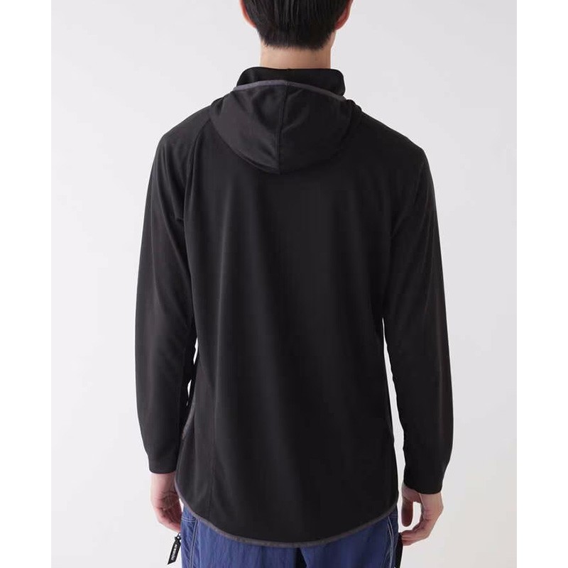 and wander power dry jersey LS hoodie black [アンドワンダー]