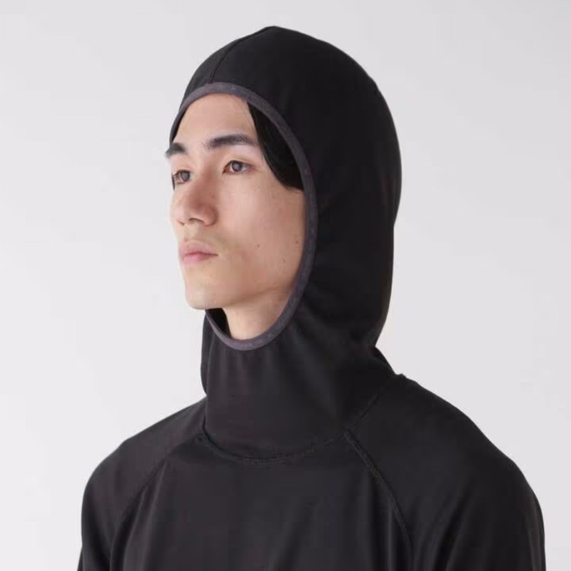 and wander power dry jersey LS hoodie black [アンドワンダー]