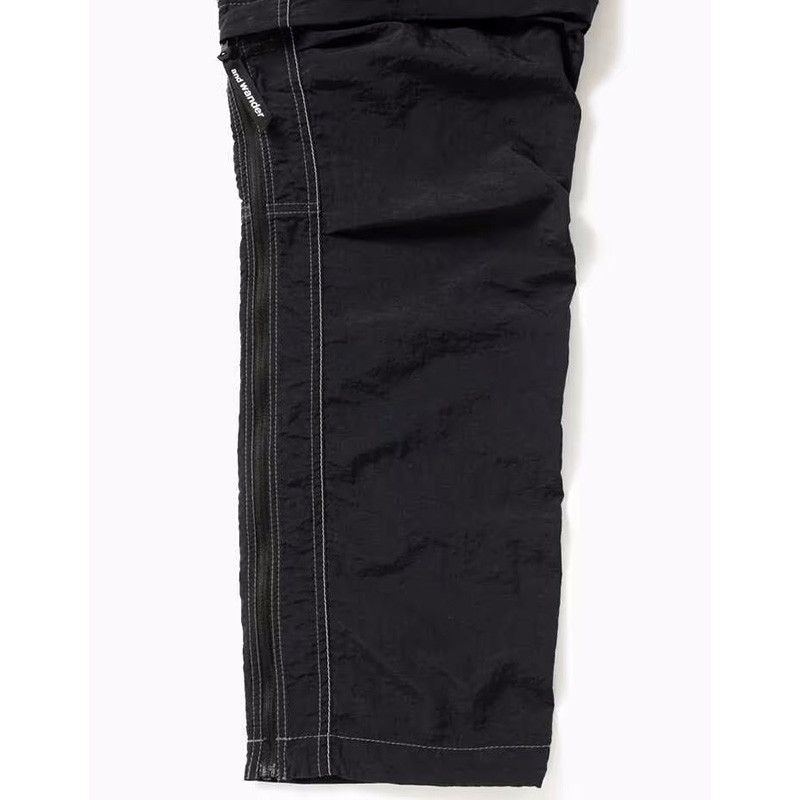 and wander Ny taffeta hiker 2way pants black [アンドワンダー]