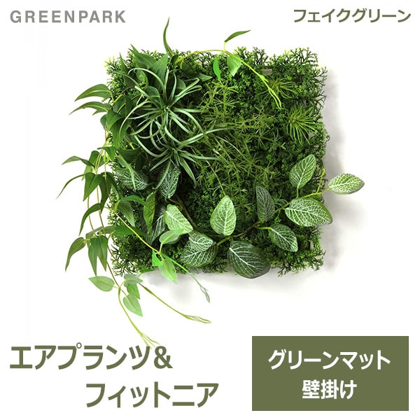 送料無料 フェイクグリーン 壁掛け 観葉植物 造花 エアプランツ フィットニア グリーンマット ウォールグリーン おしゃれ 人口植物  PRGR-1315 GREENPARK グリーンパーク-viewgarden