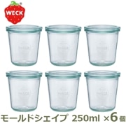 WECK �⡼��ɥ������� 250ml ������6�ĥ��å� �����å� ���饹 ����˥����� �� ��ʨ ̩�� ���饹���դ� �ե�M������ ��¸�ƴ� ��Ǯ���ٺ� 80�ٰ��� WE-900 ����̵�� 