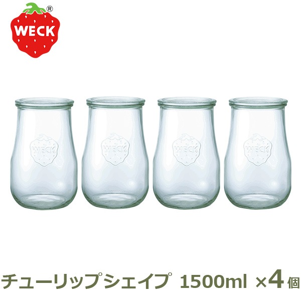 WECK ���塼��åץ������� 1500ml ������4�ĥ��å� WE-738 �ե�L������ TULIP SHAPE �����å� ����˥����� ���饹 ��¸�� 