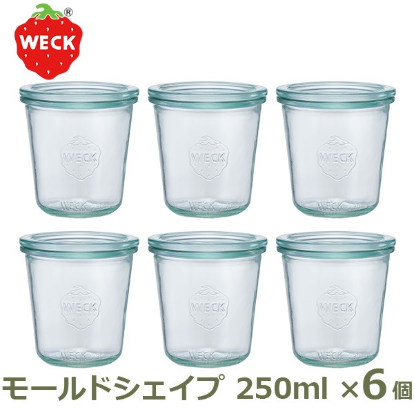 WECK �⡼��ɥ������� 250ml ������6�ĥ��å� �����å� ���饹 ����˥����� �� ��ʨ ̩�� ���饹���դ� �ե�M������ ��¸�ƴ� ��Ǯ���ٺ� 80�ٰ��� WE-900 ����̵�� 