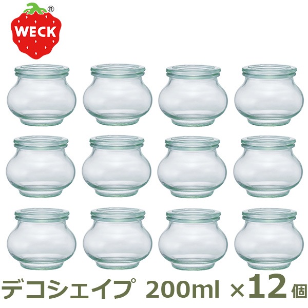 WECK �ǥ��������� 200ml ������12�ĥ��å� WE-902 �����å� DECO SHAPE ����˥����� ���饹 �ե�S������ ̩�� ��¸�� 