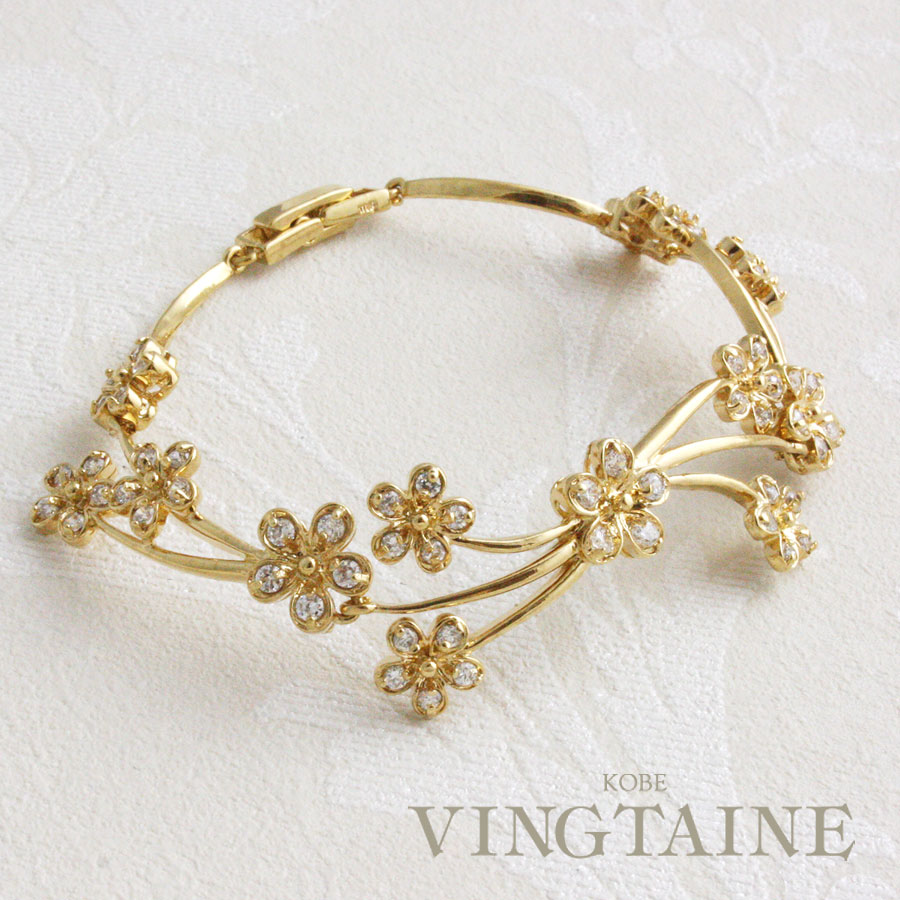 花梨ブレスレット 送料無料 小花が散りばめられたフラワーブレスレット【ネコポス不可