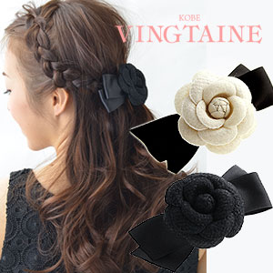 カメリアリボンバレッタ H-472 | ヘアアクセサリー,バレッタ