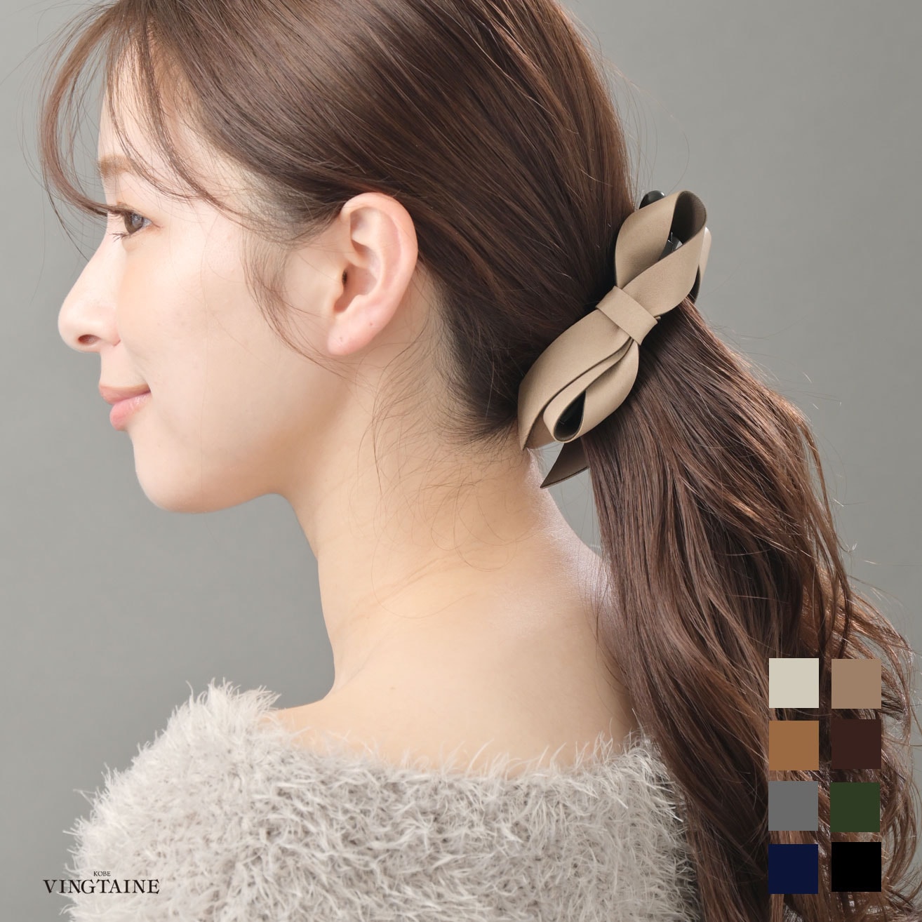 フェイクレザーリボンバナナクリップ H-974 | ヘアアクセサリー,バナナ