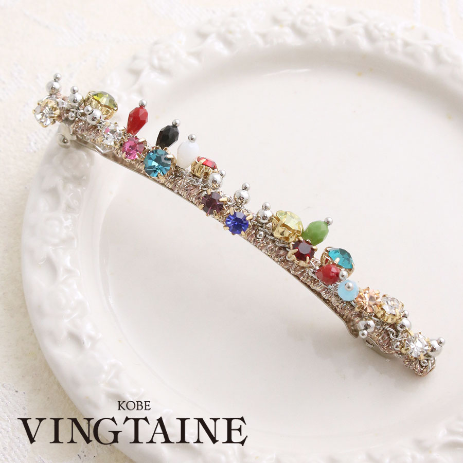 カラフルビジューバレッタ H-982 | ヘアアクセサリー,バレッタ