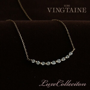 4℃ K10 ダイヤ　ライン　ネックレス 現行品 ヨンドシー 4℃ K10YG ダイヤモンド ライン ネックレス