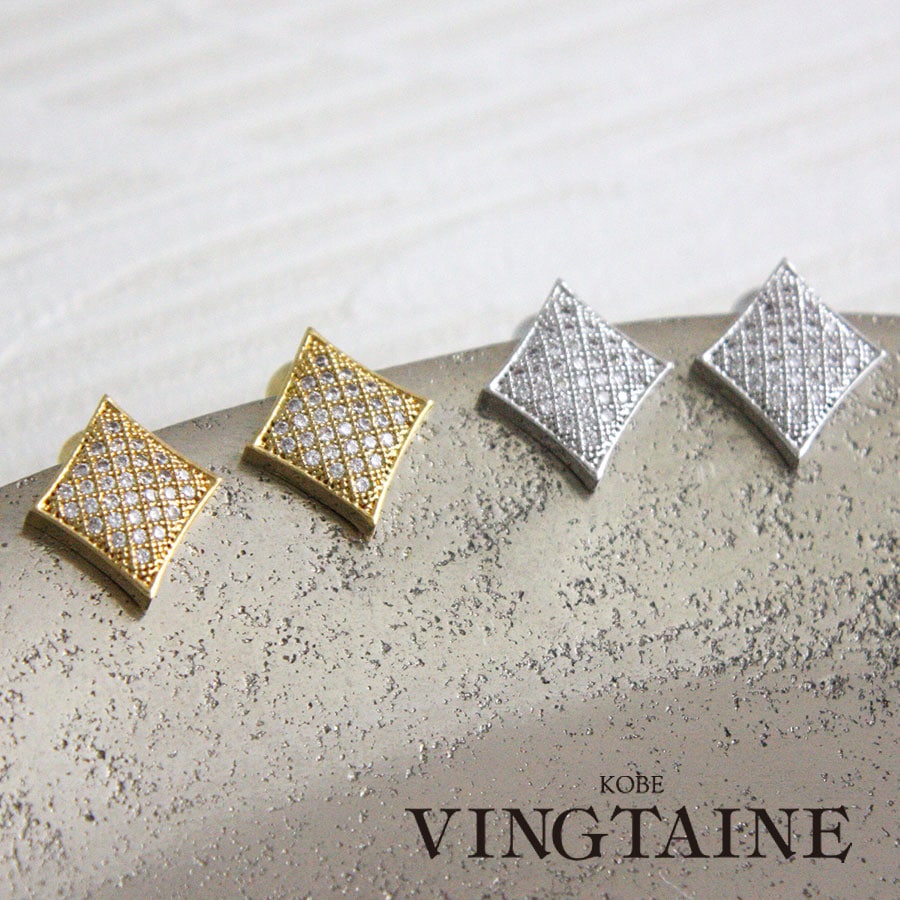 15％ポイントバック＆送料無料＊ダイヤ型パヴェピアス イヤリング