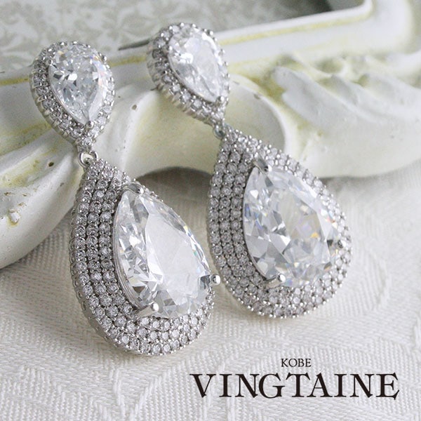 キュービックジルコニアティアドロップゴージャスピアス P1372