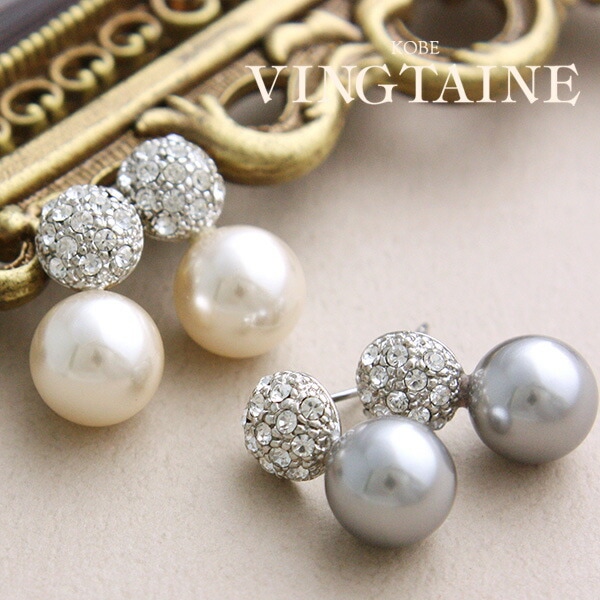 一粒パール×パヴェボールピアス イヤリング P14-8 | ピアス