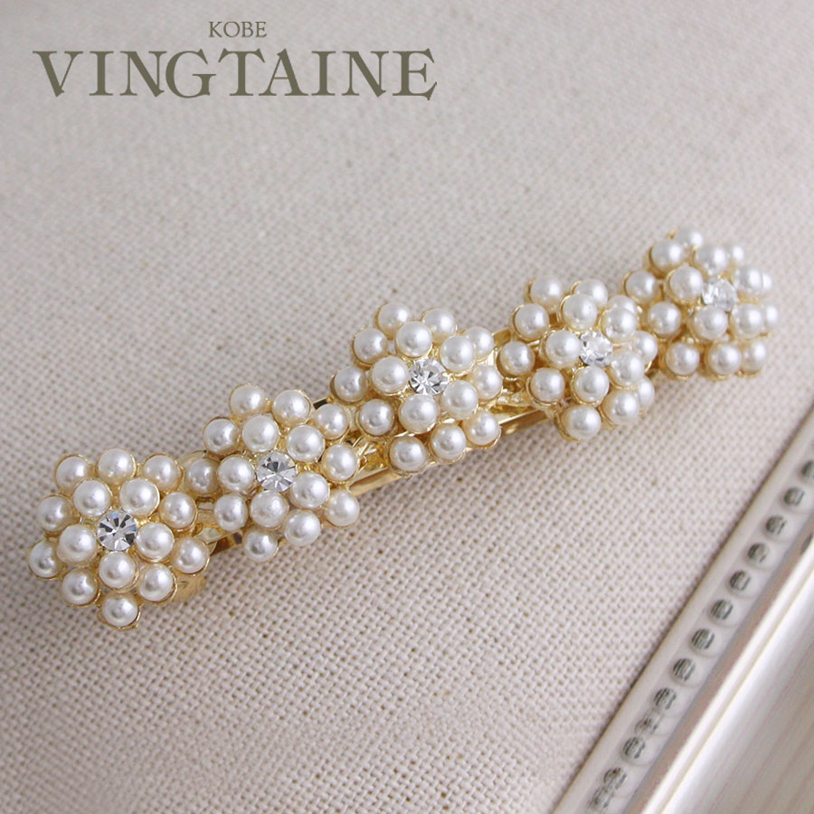 パールフラワーモチーフバレッタ H7010 | ヘアアクセサリー,バレッタ