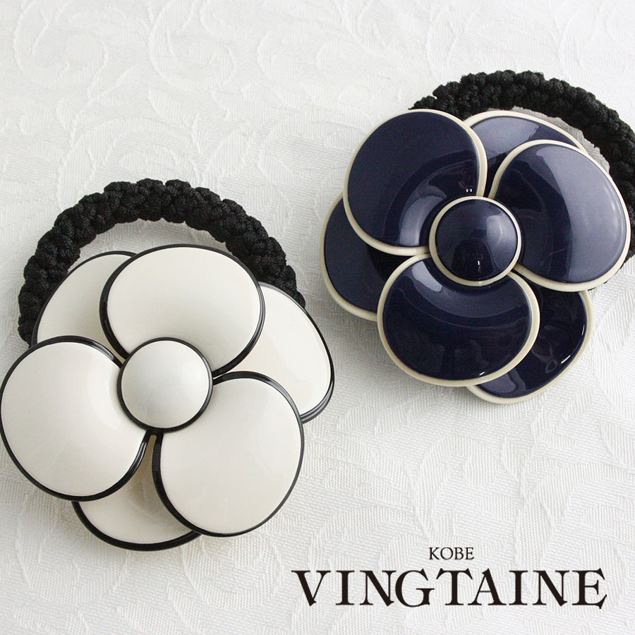 ☆ネコポス送料無料☆エナメル調カメリアヘアゴム H7105【mbgt