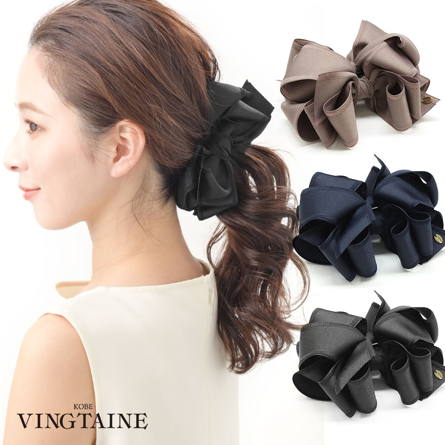 ボリュームリボンバナナクリップ H7167 | ヘアアクセサリー,バナナ