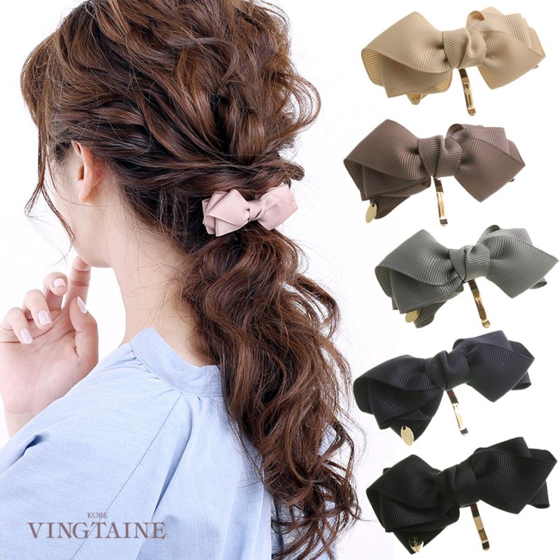 ブラウンのグログランのリボンのヘアアクセサリー ブラウンのグログランのリボンのヘアアクセサリー ブラウンの