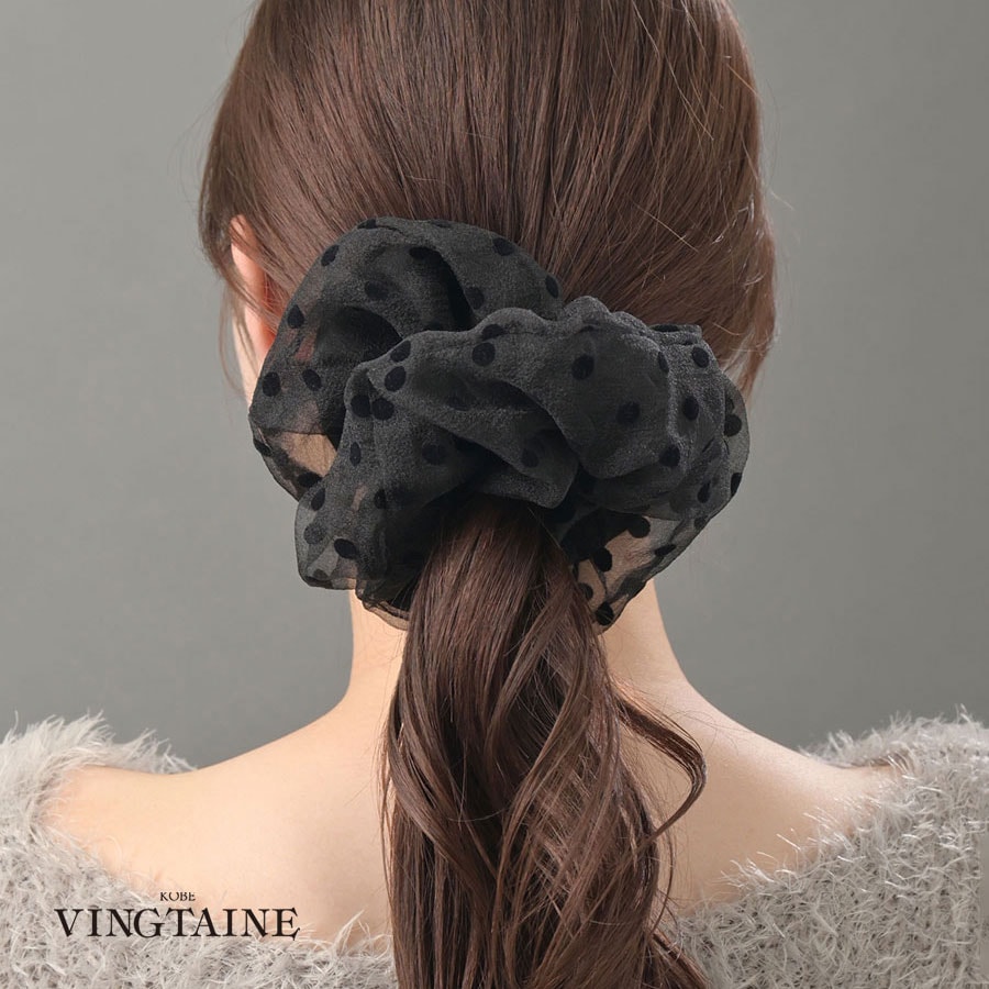 ドット柄オーガンジービッグシュシュ HS-159 | ヘアアクセサリー