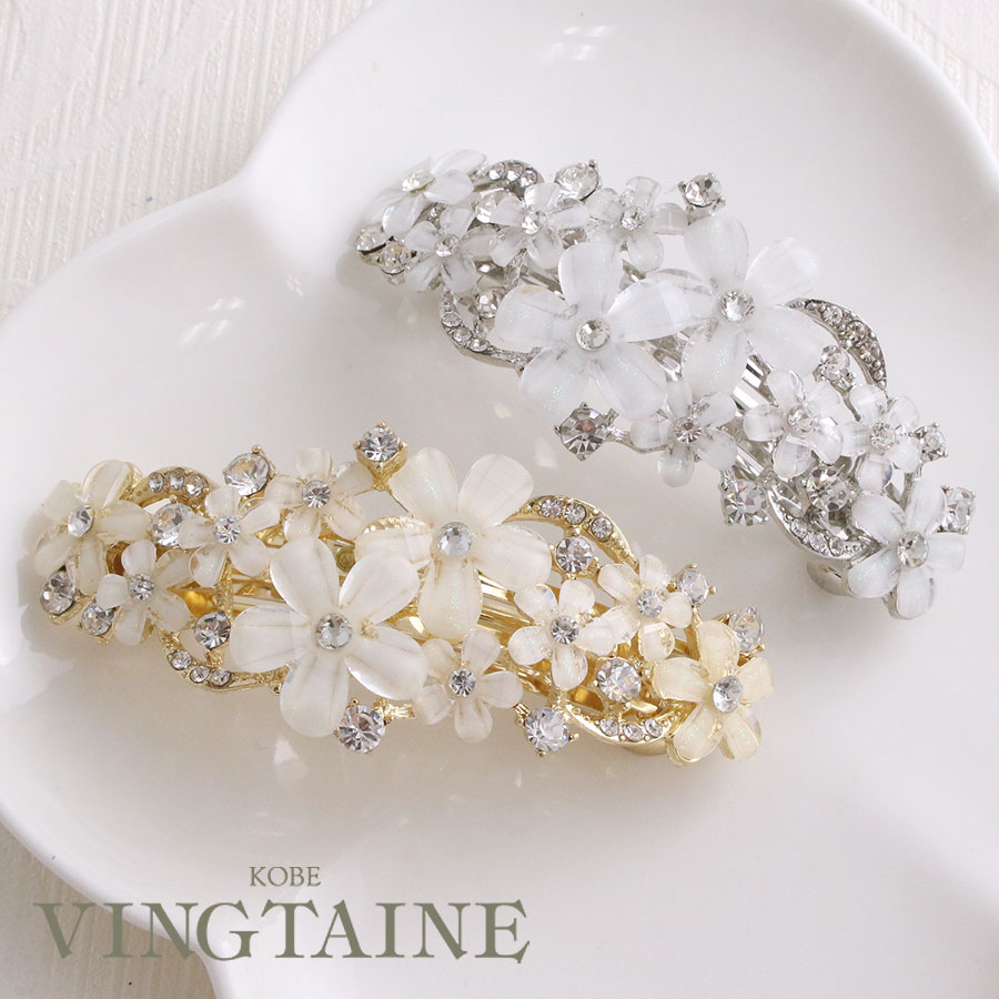 ホワイトフラワーバレッタ H7501 | ヘアアクセサリー,バレッタ