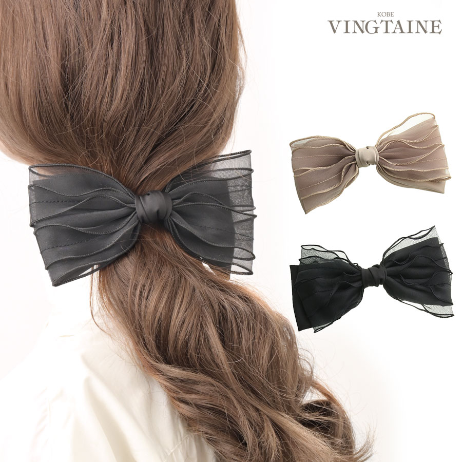 {送料.関税込} シフォン リボン バレッタ シフォンリボンバレッタ H7619 | ヘアアクセサリー,バレッタ