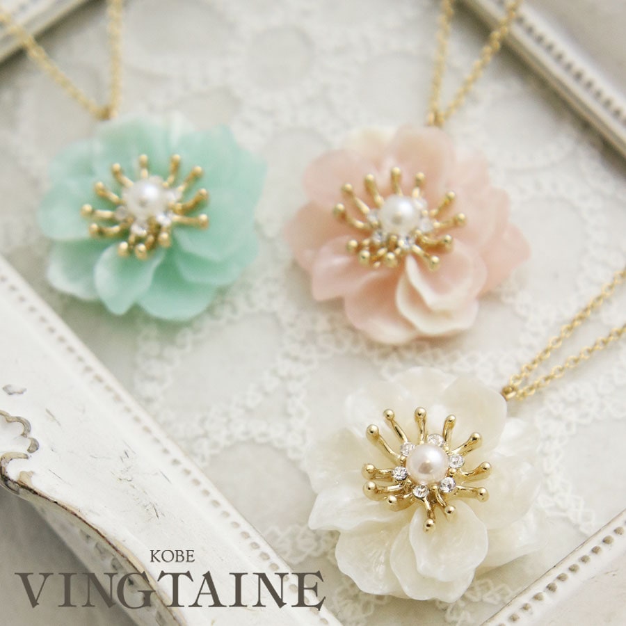 ◇SALE◇シャーベットカラーフラワーネックレス C3347 | ネックレス