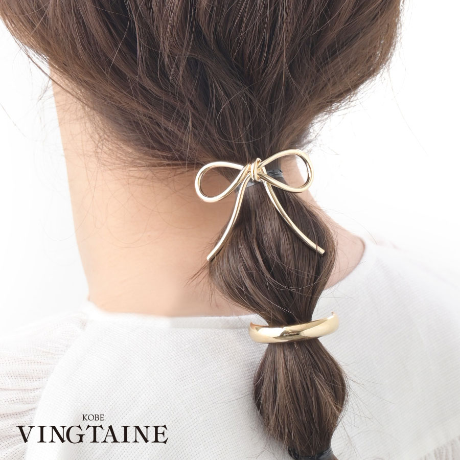 メタルリボンポニーフック H7786 | ヘアアクセサリー,ヘアゴム