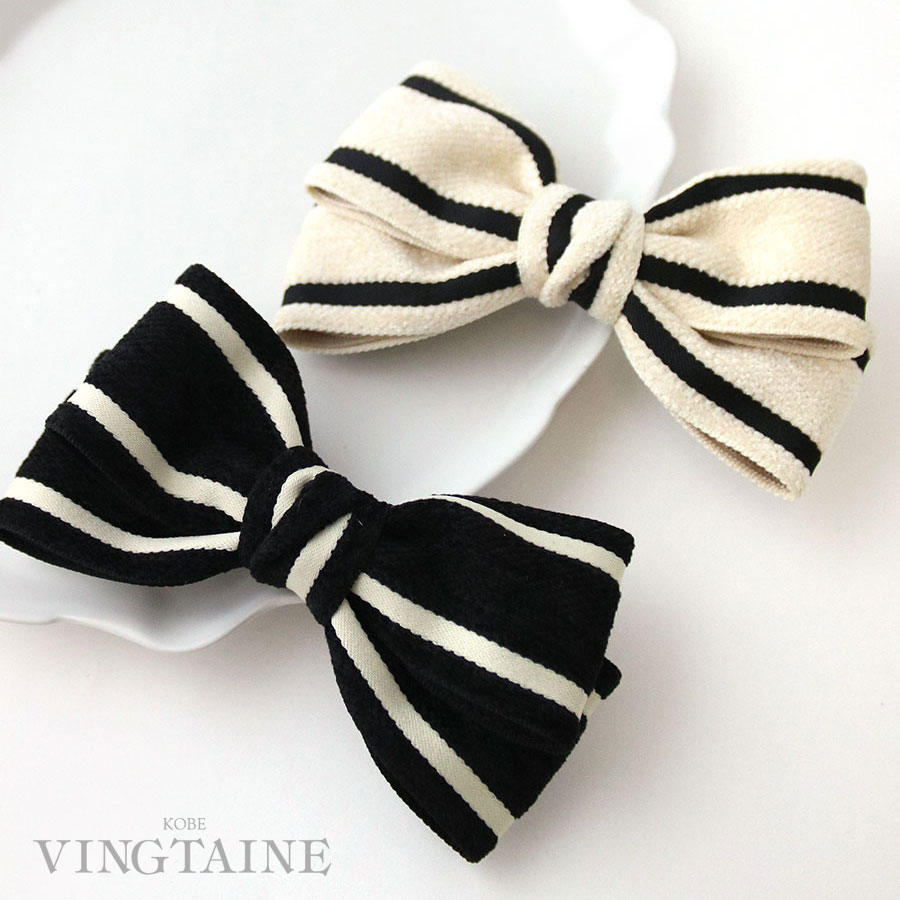 ☆ゆうパケット送料無料☆バイカラーリボンバレッタ H7835【mbgt