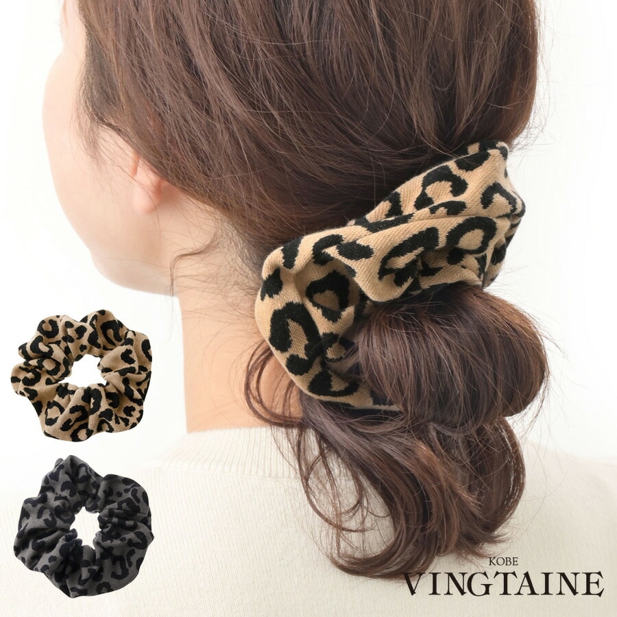 ☆ネコポス送料無料☆レオパード柄ニットシュシュ HS-199【mbgt