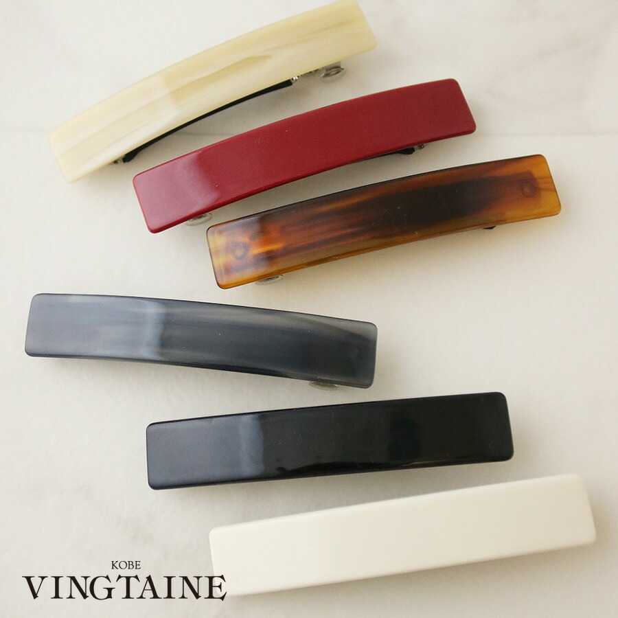 REDスクエア×ナチュラルwood   ヘアバレッタ REDスクエア×ナチュラルwood ヘアバレッタ