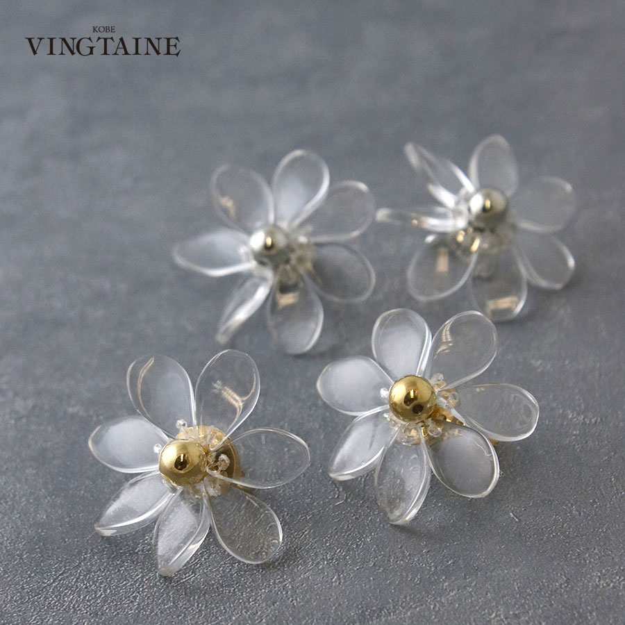 クリアフラワーピアス イヤリング P5295 | ピアス,フラワー