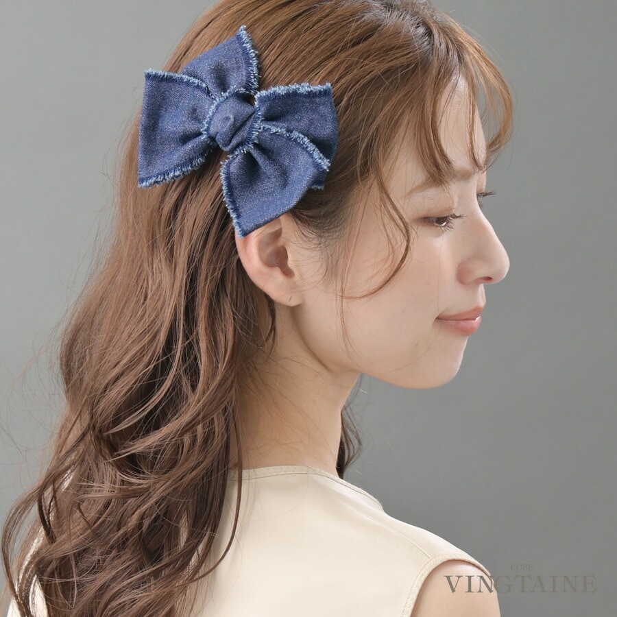 サックス リボンバレッタ axes femme kawaiiプランタンリボンバレッタ（サックス） - メルカリ
