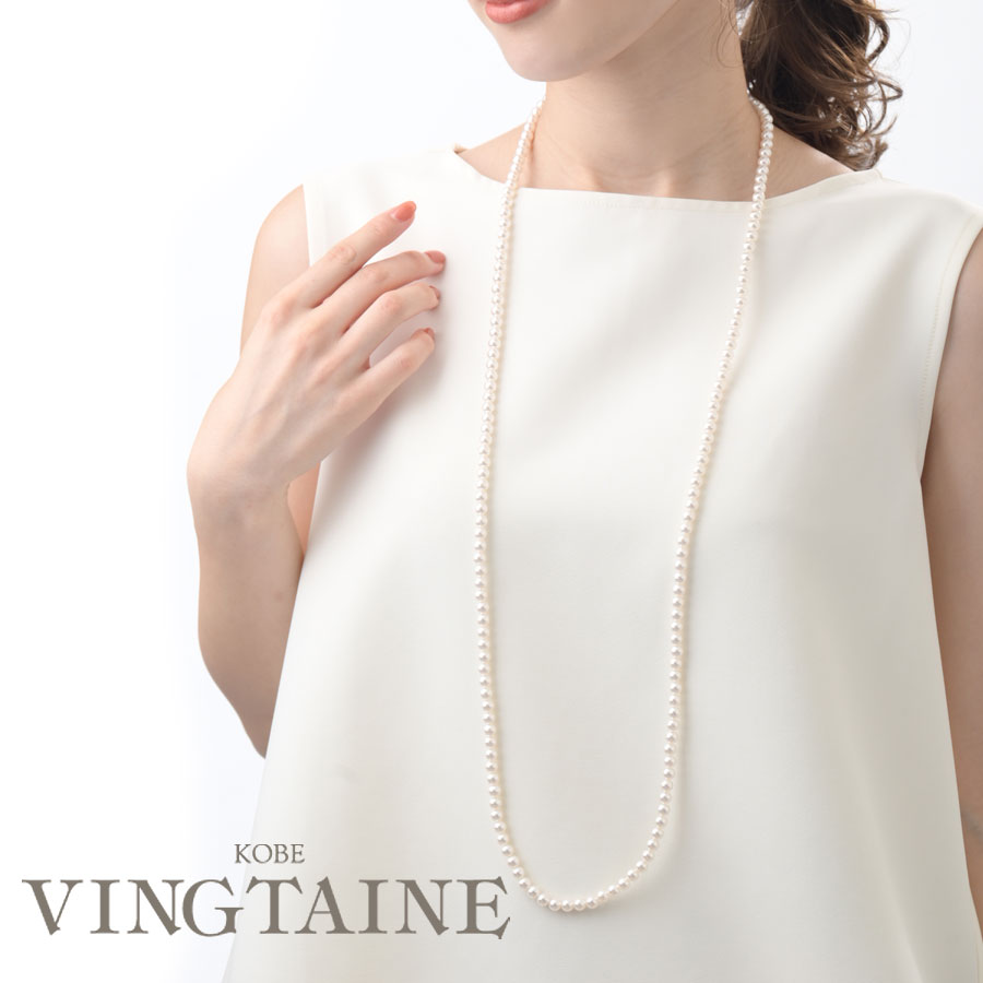 ロングパールネックレス（6mm） C14-14 | ネックレス,パール