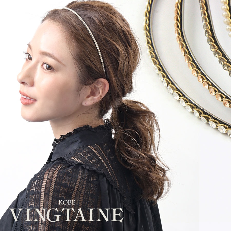 ☆ネコポス送料無料☆ゴールドチェーンMIX細カチューシャ HK-57 【mbgt