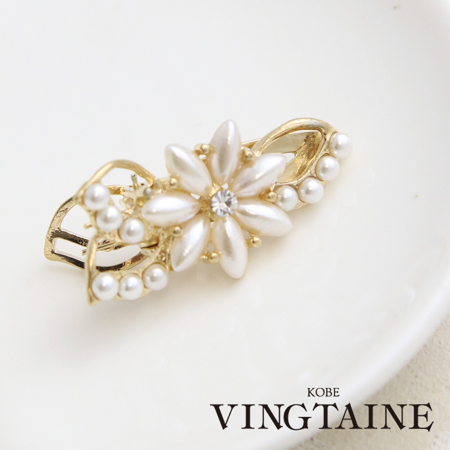 ☆ネコポス送料無料☆エレガントフラワーミニヘアクリップ H-634