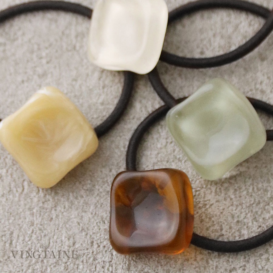 ニュアンスカラー ラウンドレジンヘアゴム 大人シンプルデザイン