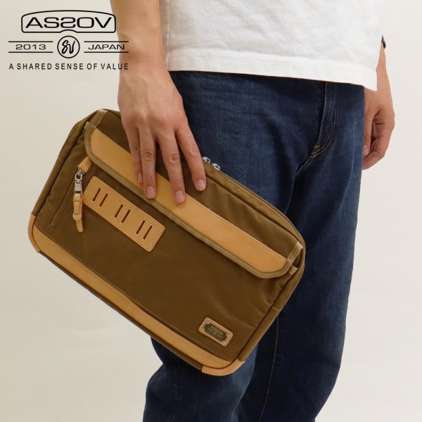 アッソブ AS2OV セカンドバッグ EXCLUSIVE BALLISTIC NYLON DOCUMENT CASE エクスクルーシブ バリスティック ナイロン ドキュメントケース クラッチバッグ カーキ 061313 | ブランド [正規取扱店]