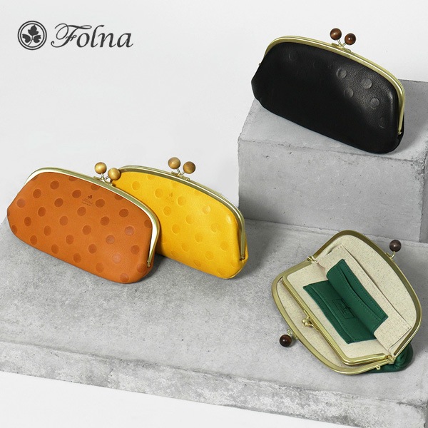 フォルナ Folna 長財布 ウッドボール ドット型押し がま口 財布 レディース レザー 日本製 各色2993794 | ブランド [正規取扱店]