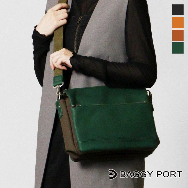 バギーポート BAGGYPORT ショルダーバッグ グローブレザー 3層ショルダー Sサイズ 6号帆布 メンズ レディース 本革 日本製 各色 YNM-200 | ブランド [正規取扱店]